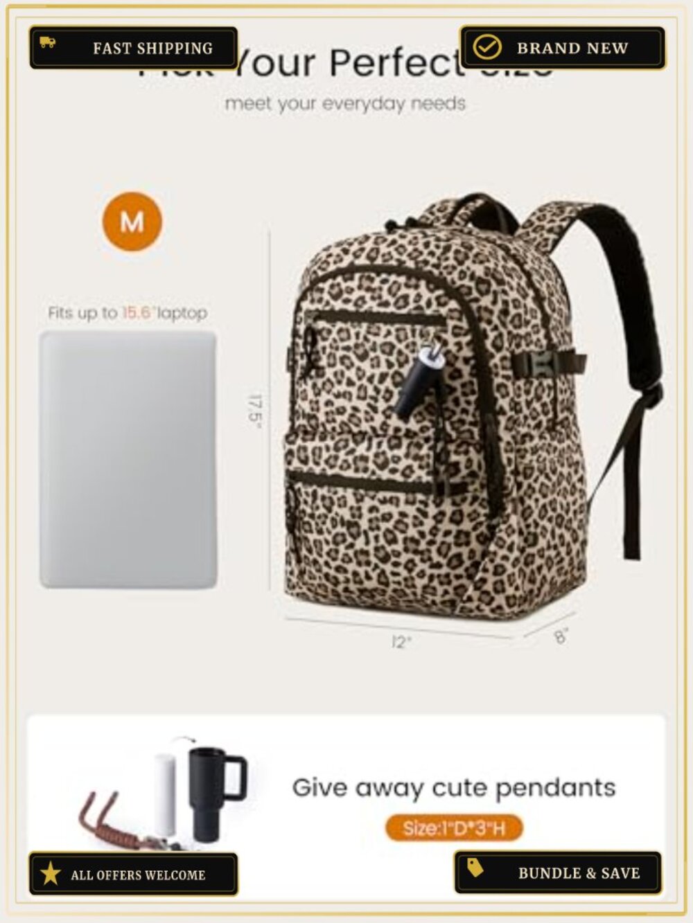 Waterproof Laptop Backpack 15.6 Inch Travel Work Bag with Cup Holder, Anti-Theft - Picture 4 of 5